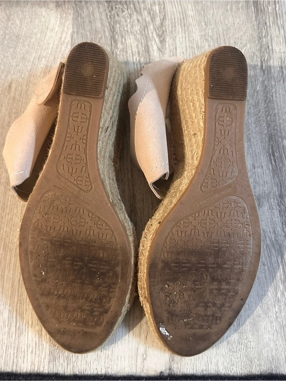 275 Central Scalloped Double-Strap Espadrille Wedge Sandals in Blush
